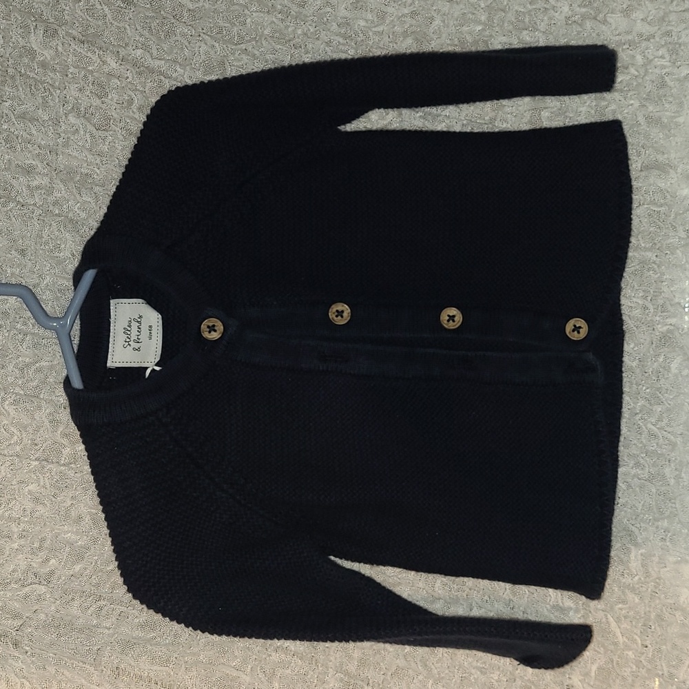 Navy Button Front sweater size 68(6-12m)